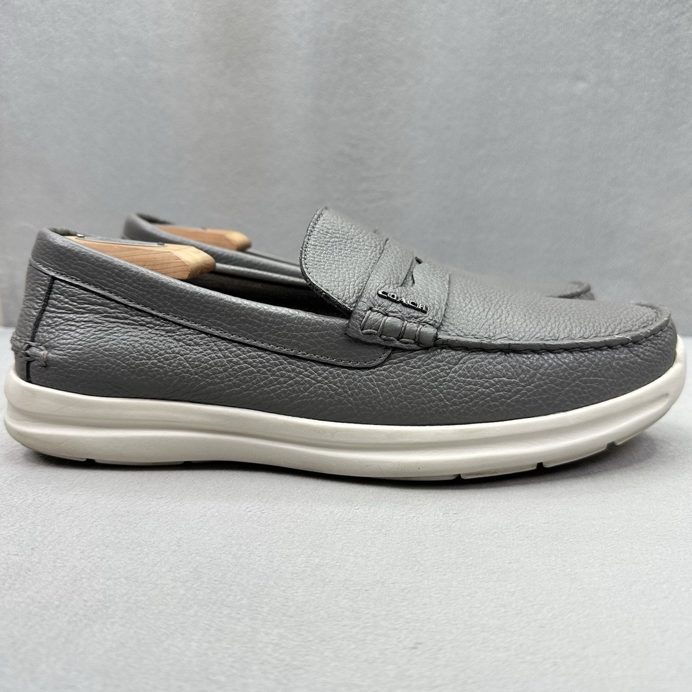 COACH Hybrid Driver Mens Size 11 (D) Loafer Gray Leather Slip-On Designer Shoes